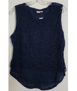 Maison Jules Womens Blue Pullover Linen/Nylon Sleeveless Shirt Size Large - £12.50 GBP
