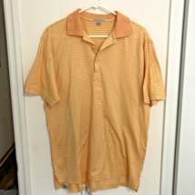 Peter Millar Polo Shirt Mens Medium Orange Short Sleeve Striped Golf Cotton - £11.05 GBP