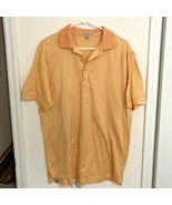 Peter Millar Polo Shirt Mens Medium Orange Short Sleeve Striped Golf Cotton - £11.05 GBP