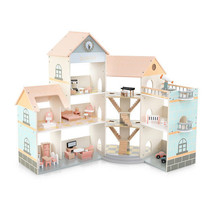 Wooden Corner Dollhouse Playset with 41 Pieces of Accessories for Kids 3... - $4,418.10 MXN