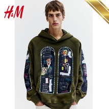 H&amp;M Oversized Fit Cotton Hoodie Cotton Khaki Green - H&amp;M x Basquiat x Ev... - $147.20