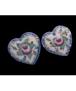 Vintage Earrings Handpainted Heart Floral Clay Shaped Folk Art Whimsical - $30.82 CAD