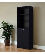 71&quot; Black Five Tier Bookcase with Two doors - $3,925.55 MXN