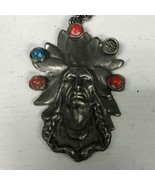 American Indian CHIEF PENDANT with stones and chain - $1,360.94 MXN