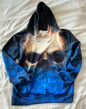 Blue Fire Skeleton Skull All Over Print Hoodie Front &amp; Back Print Size L - £36.30 GBP