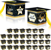 Graduation Party Favors 36Pcs Gold Glitter Grad Cap Candy Boxes 2024 Decorations - £16.69 GBP