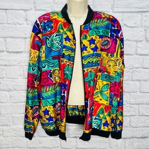 Vintage Impressions Bright Abstract Windbreaker Jacket Size 14 Multicolo... - £23.89 GBP