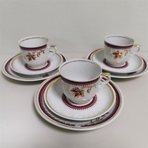 Rare Vintage RPR Riga Tea Cup Saucer Dessert Plate Bordo and Gold Hand Painted - £29.14 GBP