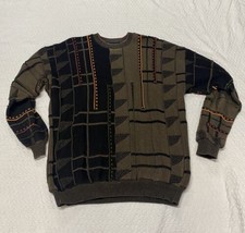 Men’s Tundra Canada VTG Coogi Style Neutral Browns Sweater Size Large Boxy  - $57.59