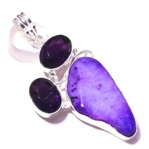 Purple Botswana Agate Faceted Amethyst Gemstone Pendant Jewelry 2.30&quot; SA 1620 - £5.13 GBP