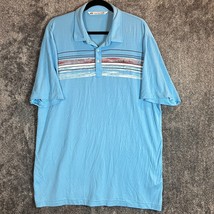 Travis Mathew Polo Shirt Mens XL Blue Colorful Stripe Performance Modal ... - $16.23