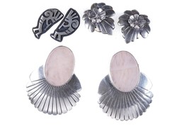 3 Pairs Vintage Navajo/Hopi Sterling earrings - £138.82 GBP