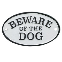 Cast Iron Plaque Sign - Beware Of The Dog - Black &amp; White - £12.32 GBP