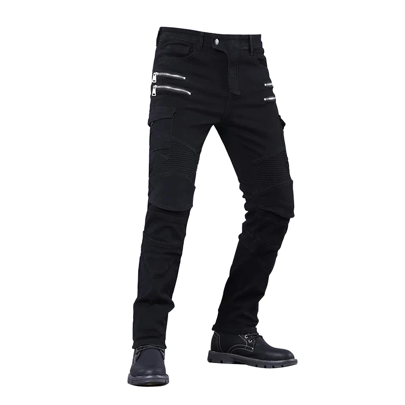 Double zipper  Style Motorcycle Motorcycle Men&#39;s Outdoor Riding Jeans Pants With - £144.32 GBP
