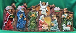 Vintage 1990&#39;s Nativity Scene Hand Painted Bas Relief Christmas Decoration - £15.94 GBP