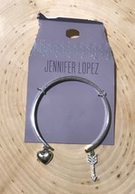 Jennifer Lopez Cuff Rhinestone Charm Bracelet Heart Arrow - £11.93 GBP