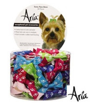 48 Pc Teeny Paws Premium Ribbon Bows w/Elastic Band Dog Grooming Top Knot - £24.17 GBP