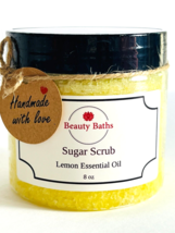 Lemon Sugar Scrub Exfoliating Body Scrub gift for her handmade sugar bat... - $9.45