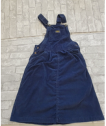 Vintage OshKosh Solid Blue Pinafore Jumper Dress Size 6 USA Denim Vestback - $67.81 CAD