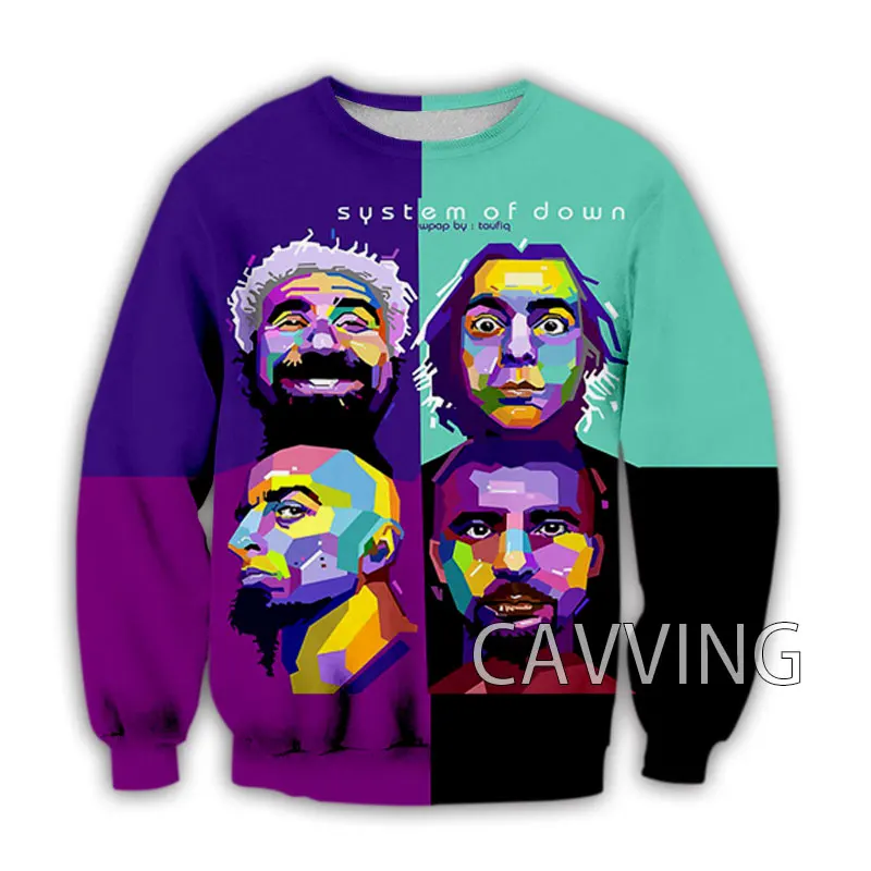 CAVVING 3D Printed  System of A Down Crewneck s Harajuku Styles Tops Long Sleeve - £106.23 GBP