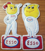 Vintage Esso Cast Iron Drop Man Woman Mascot Wall  Sign Gasoline - £78.20 GBP