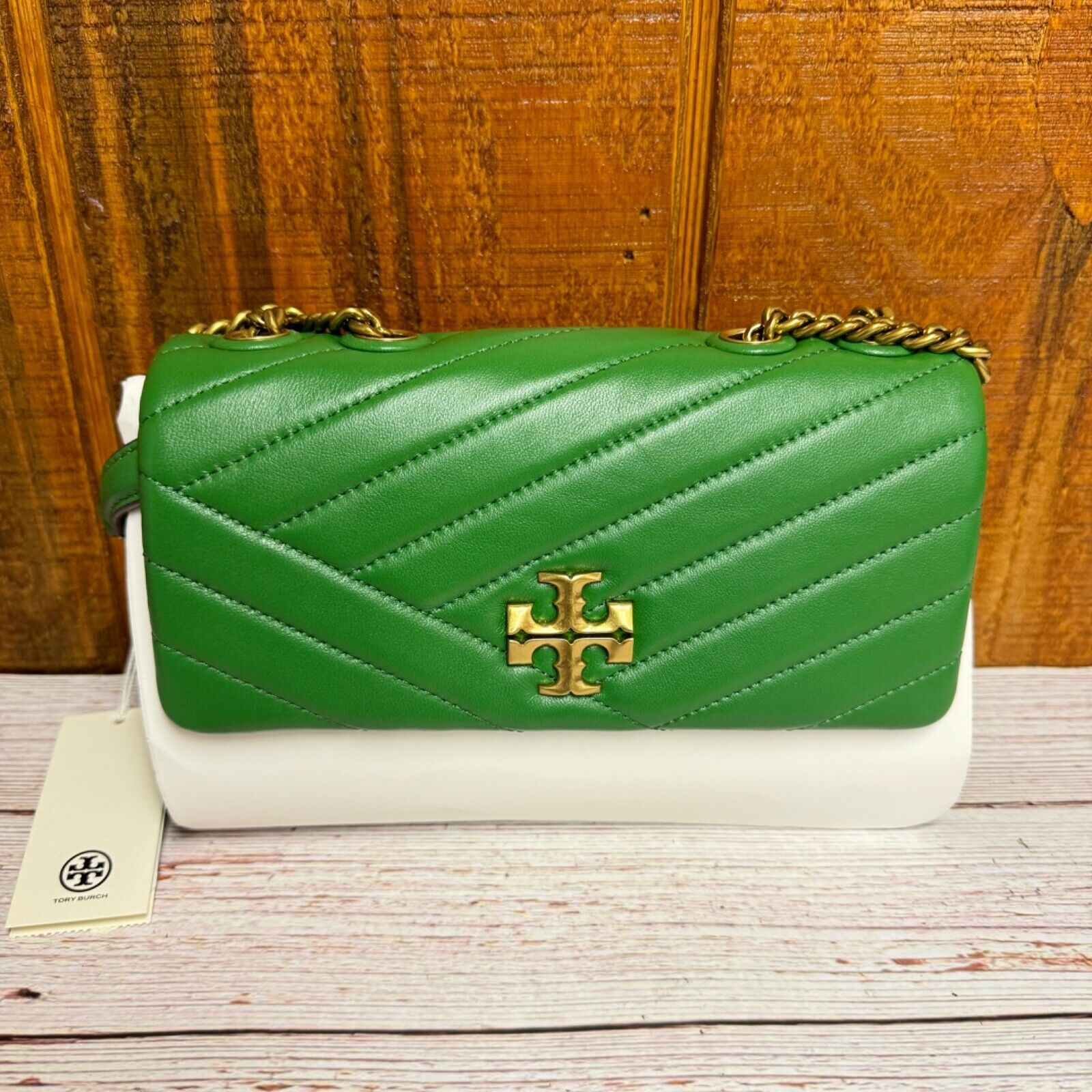 Tory Burch Small Kira Chevron Convertible Shoulder Bag - Basil - $399.00