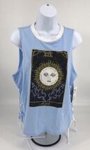 No Boundaries Graphic Junior Tank top Size XXXL (21) Blue Sun lace Up sides - $163.59 MXN