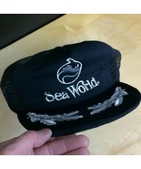 Vintage Sea World Trucker Mesh Captain&#39;s Style Hat Cap Silver Leaf Leaves - $20.20 CAD