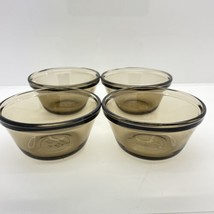 Anchor Hocking Custard Cups Smokey brown Dessert Bowls 6 oz. USA 1034 Set of 4 - £8.56 GBP