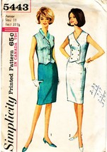 Juniors&#39; &amp; Misses&#39; Top, Skirt &amp; Weskit 1964 Simplicity Pattern 5443 Sz 1... - $12.00