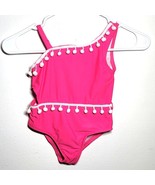 Betsey Johnson One Shoulder Pom Pom Hot Pink One-Piece Swimsuit Size 4 - $34.19 CAD