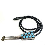 Southwestern Signed 925 Sterling Silver Turquoise Bolo Tie - £205.58 GBP