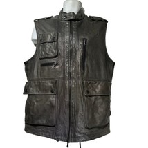 Kenneth Cole New York Gray Leather Full Zip  Vest Size L - £155.69 GBP