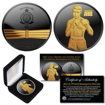 2023 Muhammad Ali Niue 1 Oz Silver Black Ruthenium &amp; 24K Gold Boxing Coin w/ Box - £59.62 GBP
