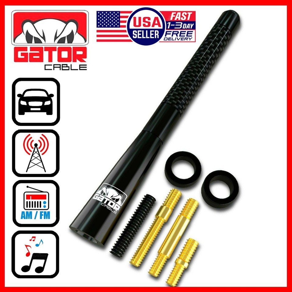 Car Radio Antenna Screw On Alloy Carbon Fiber 4.7&quot; Truck Van AM/FM Unive... - $8.99