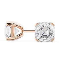 18k Rose Gold Asscher Shape Diamond Stud Earrings 1.50 Carats - £4,179.66 GBP