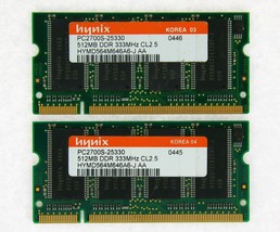 1GB (2x512MB) DDR-333 PC2700 Laptop (SODIMM) Memory RAM KIT 200-pin ***T... - $24.74
