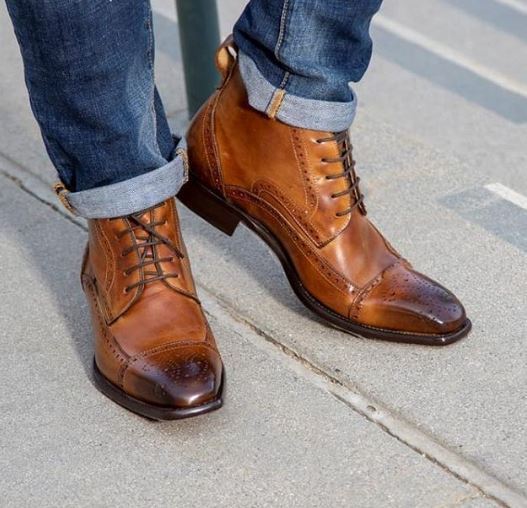 NEW Handmade Men brown ankle boot, Men brown lace up ankle boot, Men's leather b