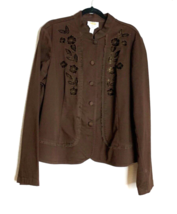 Talbots Womens Sz 18 Brown Blazer Jacket Coat Button Up Fabric Buttons Floral - £17.02 GBP