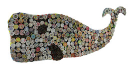 Colorful Wound Whale Recycled Rolled Paper Art On Wood Wall Hanging 27 Inch - £15.64 GBP