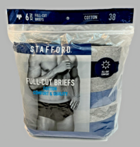Stafford Full Cut Briefs Men 38 Blue 100% Cotton Underwear 6 Pack - $33.66