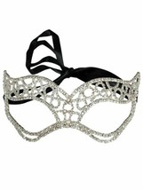 Full Crystal Rhinestone Silver Circle Design Masquerade Venetian Mask - $39.59