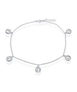 Sterling Silver Crescent Moon Anklet - White Opal - €53,13 EUR