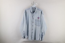 Vtg 90s Mens L Faded USCF United States Cycling Federation Denim Button Shirt - £33.25 GBP