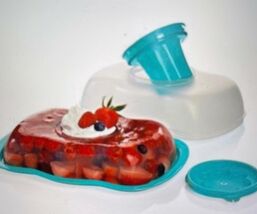 NEW TUPPERWARE RECTANGULAR JEL MOLD - CLEAR &amp; AQUA PEACOCK GREEN - $220.14 MXN