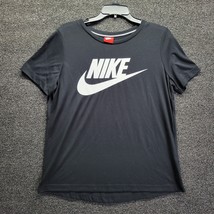 Nike T-Shirt Women&#39;s Sz XL Black Swoosh Logo Dri-Fit Training Gym - £8.53 GBP