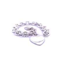 Tiffany &amp; Co Estate Heart Bracelet Size 8&quot; Silver TIF509 - $385.11