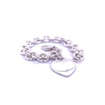 Tiffany &amp; Co Estate Heart Bracelet Size 8&quot; Silver TIF509 - £295.26 GBP