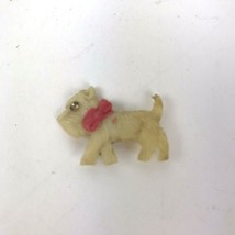 Vtg Plastic Pin White Scotty Dog Terrier Westie rhinestone eye celluloid kitsch - £7.93 GBP
