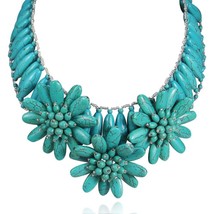 Captivating Sunflower Garden Turquoise Necklace - $39.59